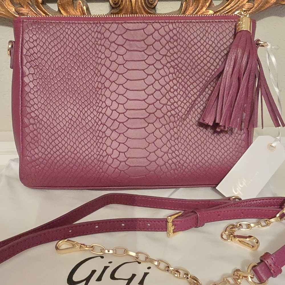 GiGi New York Python Embossed Clutch Or Crossbody Bag